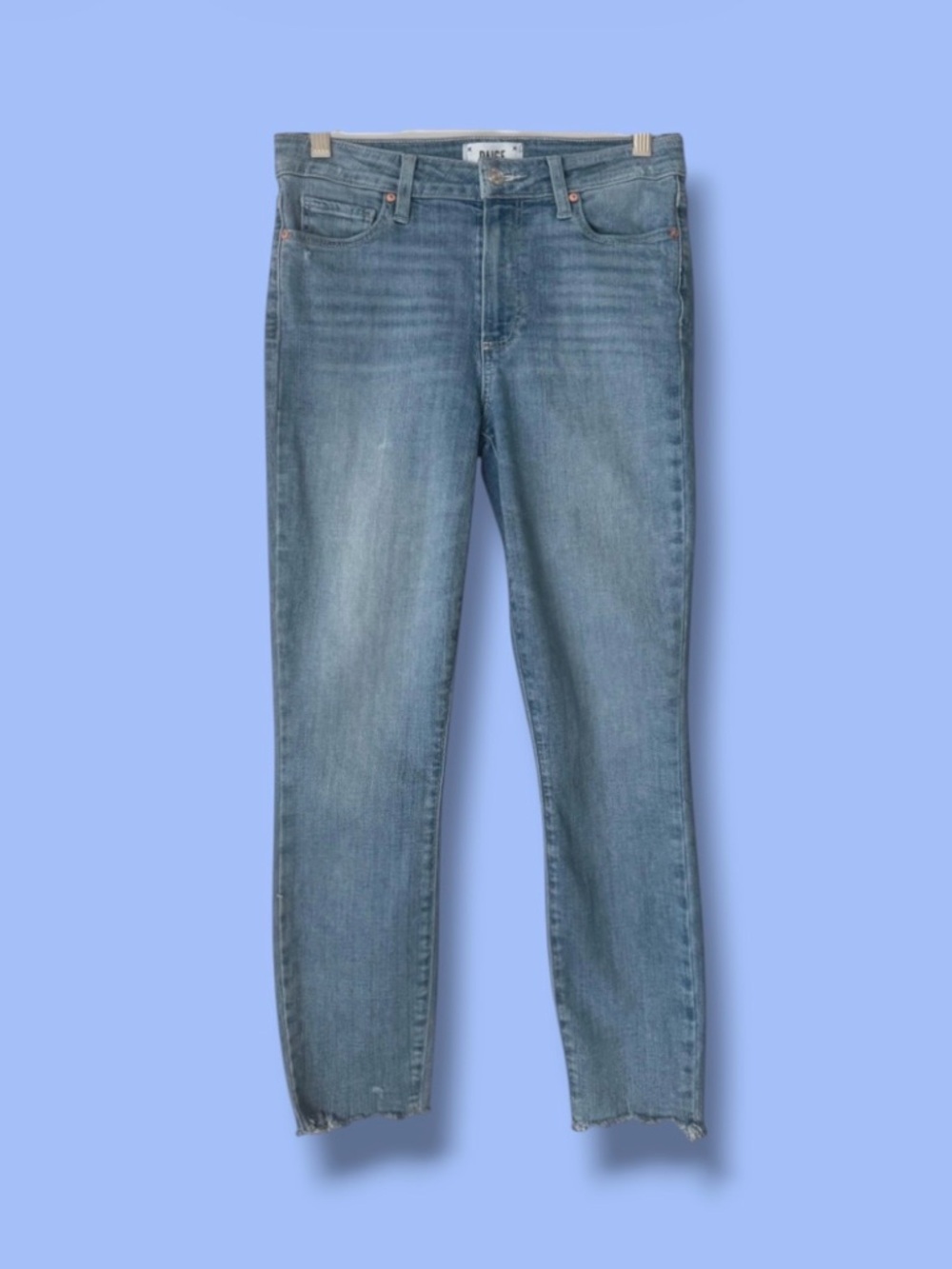 💕PAIGE Hoxon Crop Skinny Jeans • Jukebox Distressed Ragged Hem Cotton Blend • 26